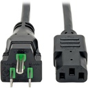 Eaton Tripp Lite Series Hospital-Grade Power Cord, NEMA 5-15P to C13 - Green Dot, 10A, 125V, 18 AWG, 15 ft. (4.57 m), Black