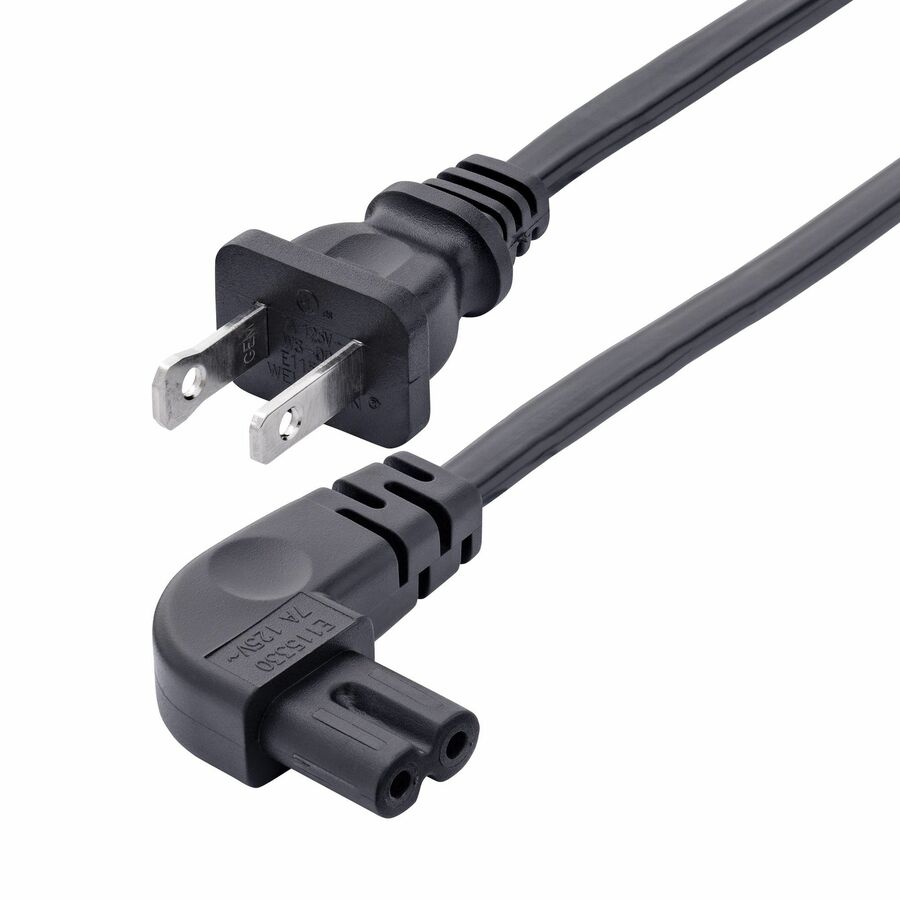 StarTech 3ft (1m) Laptop Power Cord, NEMA 1-15P to Right Angle C7, 7A 125V, 18AWG, Replacement Laptop Charger Cable, UL Listed, TAA