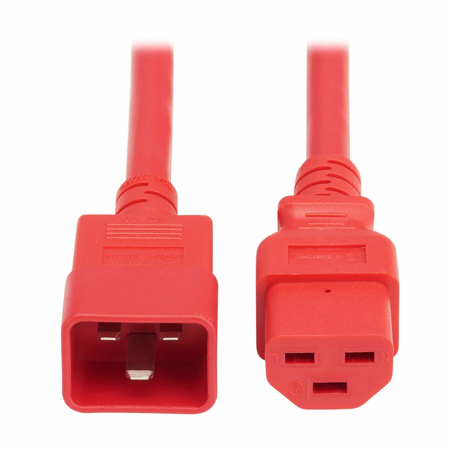 Eaton Tripp Lite Series Power Cord, C20 to C21 - Heavy-Duty, 20A, 250V, 12 AWG, 3 ft. (0.9 m), Red