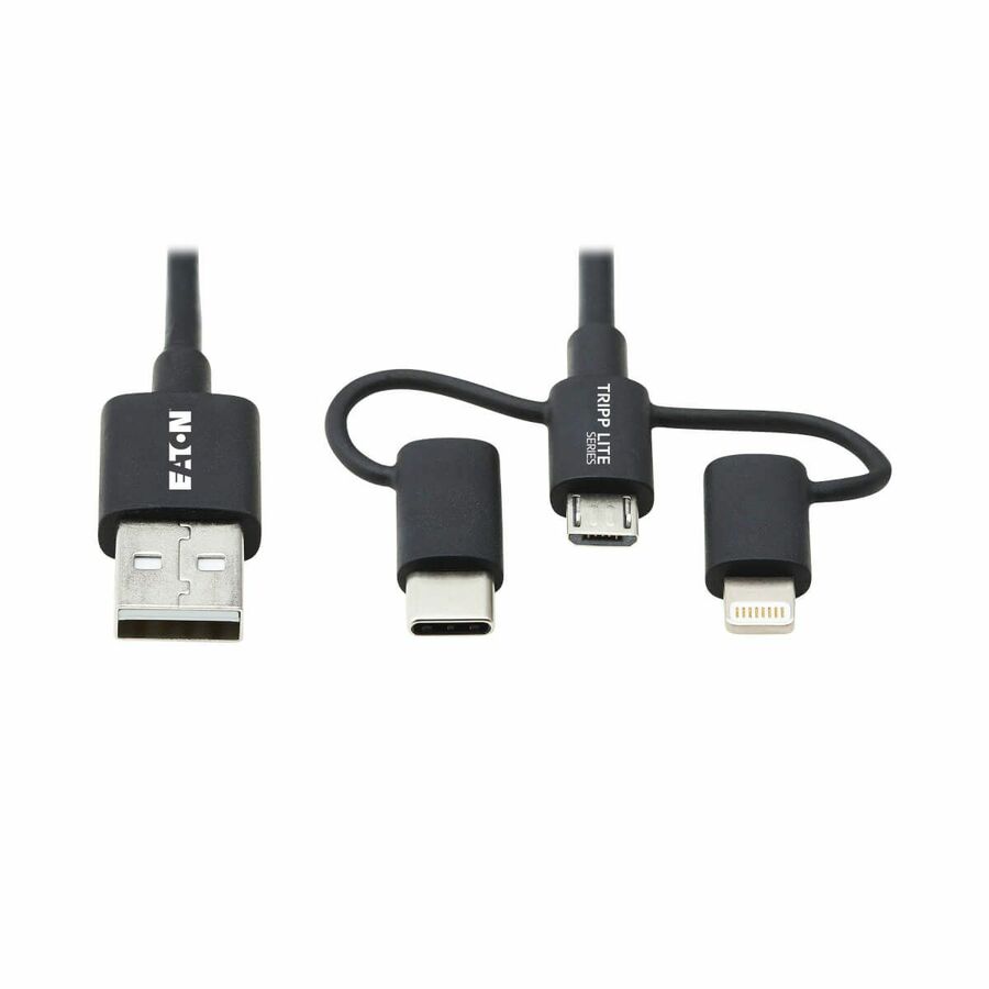Eaton Tripp Lite Series Universal USB-A to Lightning, USB Micro-B and USB-C Sync/Charge Cable (M/3xM), MFi Certified, Black, 6 ft. (1.8 m)