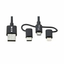Eaton Tripp Lite Series Universal USB-A to Lightning, USB Micro-B and USB-C Sync/Charge Cable (M/3xM), MFi Certified, Black, 6 ft. (1.8 m)