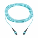 Eaton Tripp Lite Series 100G Multimode 50/125 OM4 Fiber Optic Cable (12F MPO/MPO-PC F/F), Type-A Polarity, OFNP, Aqua, 10 m (32.8 ft.), TAA