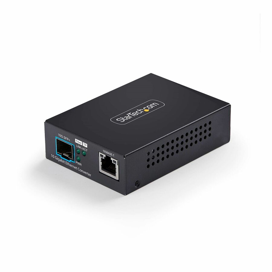 StarTech 10GbE Open SFP+ Fiber Media Converter, Standalone 10 Gigabit Ethernet RJ-45 to 10GBASE-X SFP+, Single-Mode / Multi-Mode, TAA