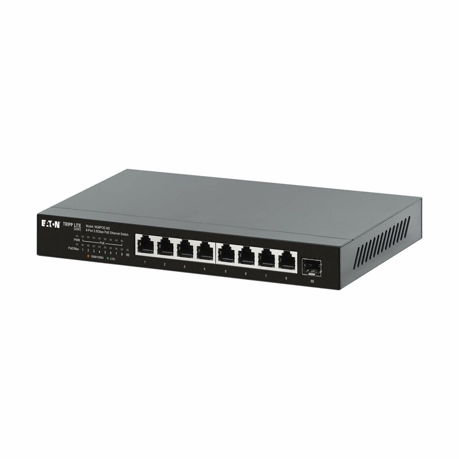 Eaton Tripp Lite Series 8-Port 2.5 Gbps Desktop Gigabit Ethernet Unmanaged Switch with PoE+ Pass-Through, 100W, Metal Enclosure, TAA