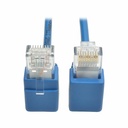 Eaton Tripp Lite Series Right-Angle Cat6 Gigabit Snagless Molded Slim UTP Ethernet Cable (RJ45 M/M), Blue, 1 ft. (0.31 m)