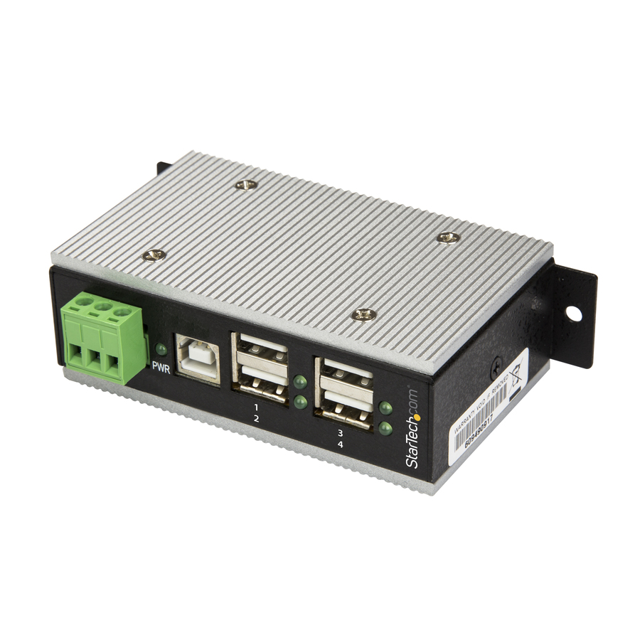 StarTech 4-Port USB 2.0 Hub, Metal Industrial USB Hub, USB-A to 4 USB-A, Mountable, ESD/Surge Protection, Extended Operating Temp, TAA
