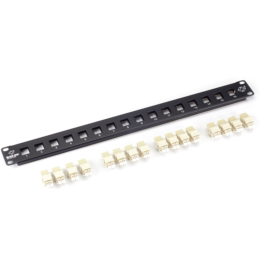 Black Box Connect Rackmount Preloaded Fiber Panel - 1U, (16) LC Duplex