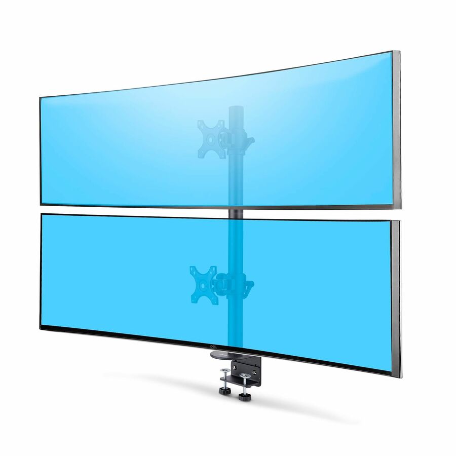 StarTech Desk Mount For 2x Vertically Stacked Monitors, Dual 49" , Total 70lb/32kg, C-Clamp, VESA, Widescreen 16:9/Ultrawide 32:9, TAA