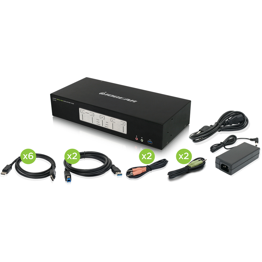4-Port 4K Triple View DisplayPort KVMP Switch with USB 3.0 Hub (TAA Compliant)