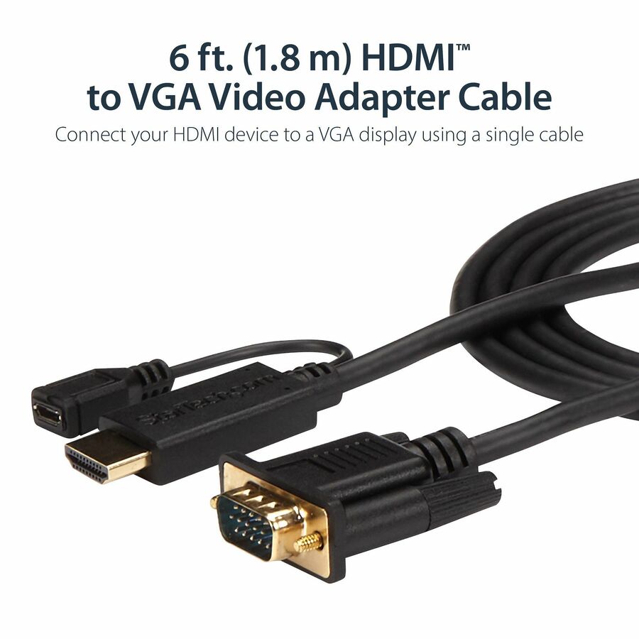 StarTech HDMI to VGA Cable - 3 ft / 1m - 1080p - 1920 x 1200 - Active HDMI Cable - Monitor Cable - Computer Cable