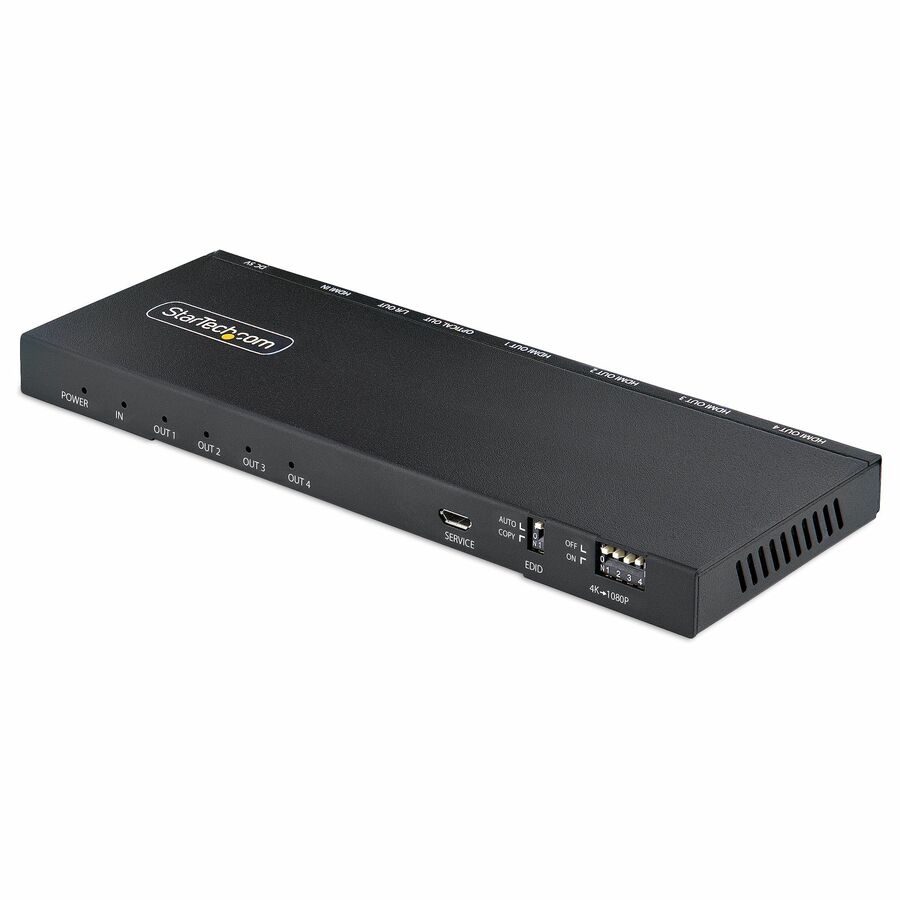 StarTech 4-Port HDMI Splitter, 4K 60Hz HDMI 2.0, 1 In 4 Out HDMI Splitter, 4K HDMI Splitter w/Built-in Scaler, 1x4 HDMI Display/Output