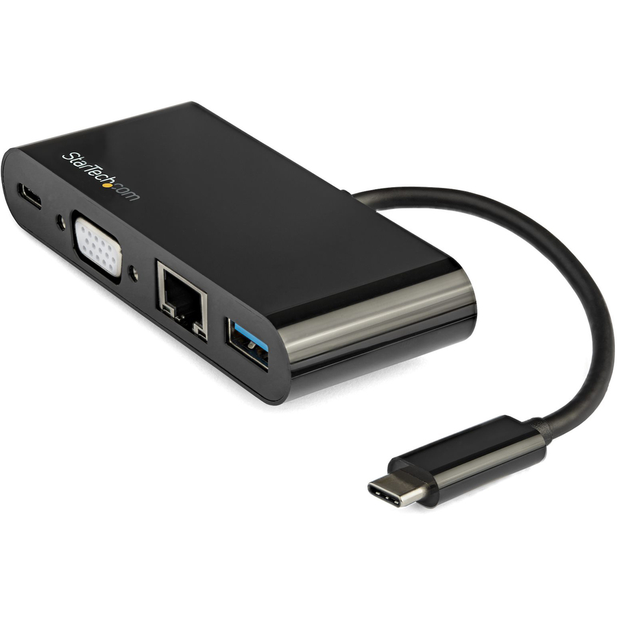 StarTech USB C Multiport Adapter - Mini USB-C Dock w/ VGA Video - 60W Power Delivery Passthrough - USB Type-A 5Gbps - Gigabit Ethernet
