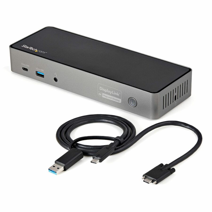StarTech USB-C & USB-A Dock, Hybrid Triple Monitor Laptop Docking Station DisplayPort & HDMI 4K 60Hz/85W PD/6x USB/GbE, TAA