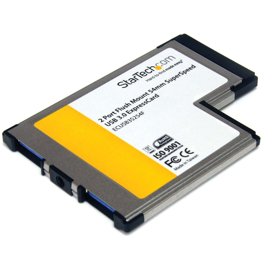 StarTech 2 Port Flush Mount ExpressCard 54mm SuperSpeed USB 3.0 Card Adapter with UASP Support, 5Gbps, TAA
