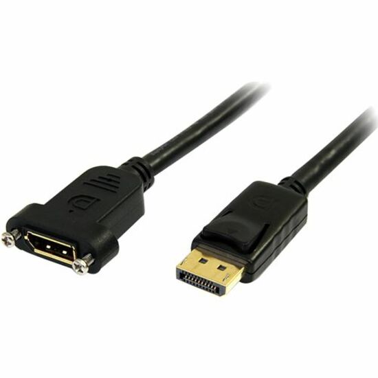 StarTech 3ft (1m) Panel Mount DisplayPort Cable, 4K x 2K Video, DisplayPort 1.2 Extension Cable Male to Female, DP Extender Cord