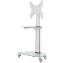 Eaton Tripp Lite Series Premier Rolling TV Cart for 32" to 55" Displays, Frosted Glass Base and Shelf, Locking Casters, White