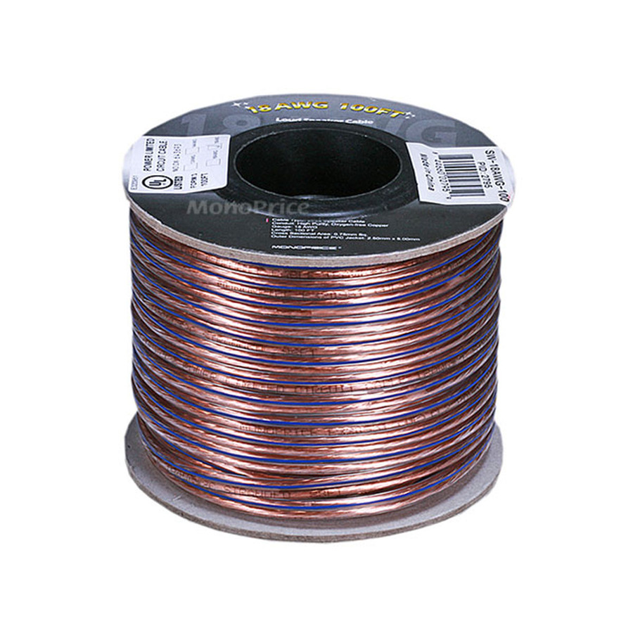 Monoprice Choice Series 18AWG Oxygen-Free Pure Bare Copper Speaker Wire, 100ft