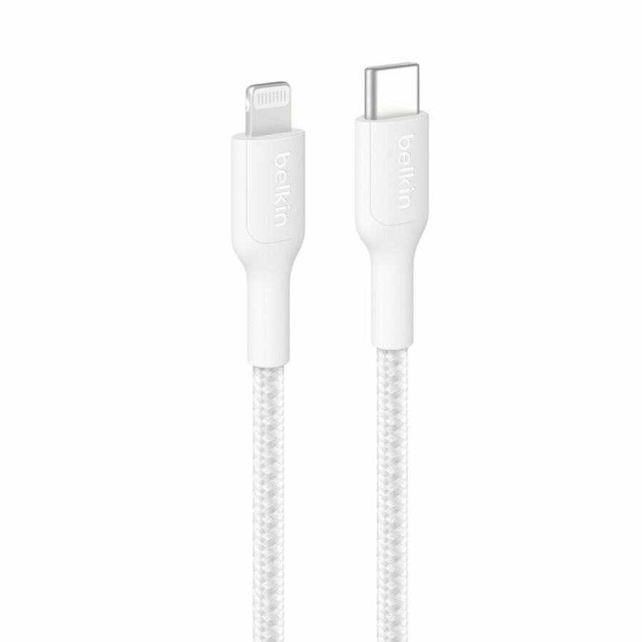 Belkin BoostCharge Pro USB-C Braided Cable with Lightning Connector, 3.3ft/1m, White