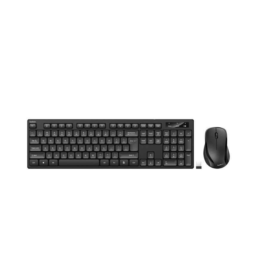 Belkin Wireless Keyboard and Mouse Combo for Windows OS - Full Size Keyboard w/ Number Pad - Black