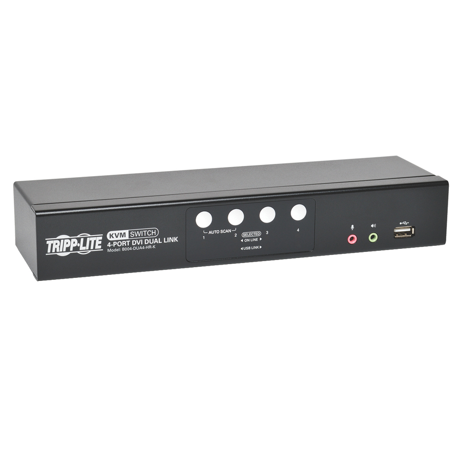 Tripp Lite by Eaton KVM Switch 4-Port DVI Dual-Link / USB w/ Audio & 4x 6ft Cables