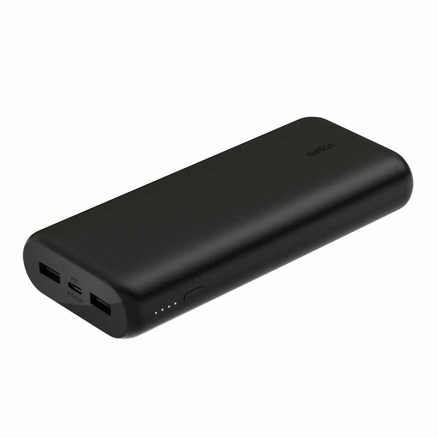 Belkin 20W 3-port USB Power Bank - 20K mAh - 2xUSB-A (12W), 1xUSB-C (15W) - Portable Charger - w/ USB-C to USB-C Cable - Black