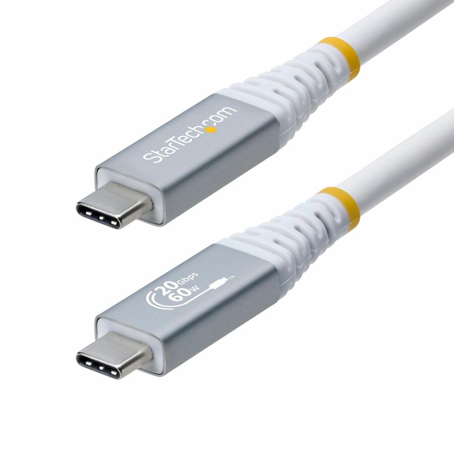 StarTech 10ft (3m) USB4 Cable, 20Gbps, USB-IF Certified USB-C Cable, 60W, 4K120Hz DP 2.1, TPE Jacket, White USB-C Cord