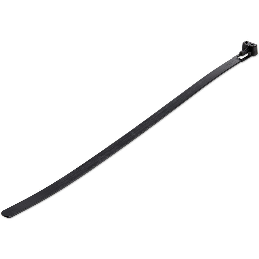 StarTech 10"(25cm) Reusable Cable Ties, 2-1/2"(65mm) Dia. 50lb(22Kg) Tensile Strength, Nylon, In/Outdoor, UL, 100 Pack, Black, TAA