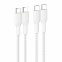 Belkin BoostCharge Pro USB-C to USB-C Braided Cable 240W, 6.6ft/2m, White, 2-pack