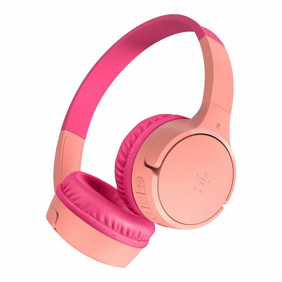 Belkin Wireless Bluetooth On-Ear Headphones for Kids w/ Mic - 85dB Limit - w/ USB-C Cable - Headset - Pink