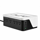 APC Back-UPS, 500VA/300W, Floor/Wall Mount, 120V, 6x NEMA 5-15R outlets, USB Type A + C Ports, Battery is not user replaceable