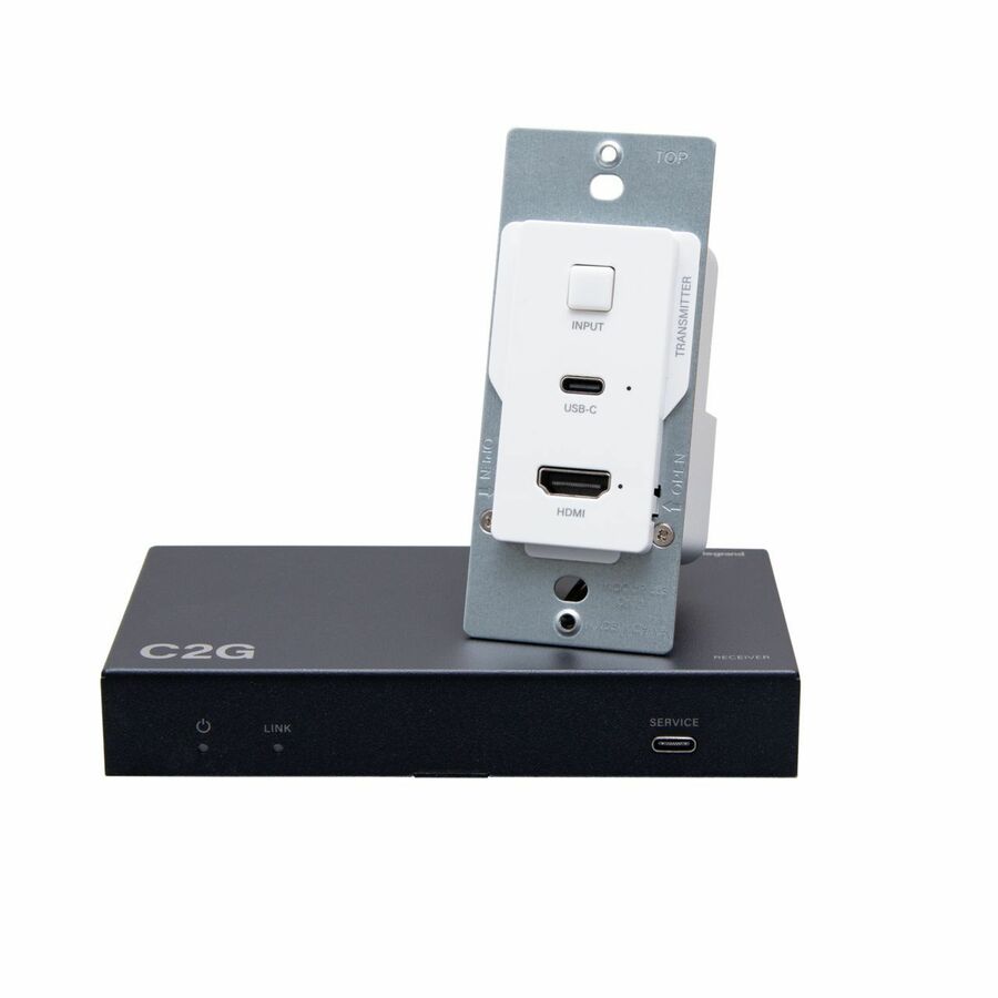 C2G HDMI® HDBaseT + USB-C® Data and Video over Cat Extender Wall Plate Transmitter to Box Receiver - 4K