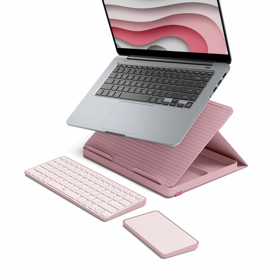 Logitech Casa Pop-Up Desk Work From Home Kit with Laptop Stand, for Laptop/MacBook (10" to 17"), Rose