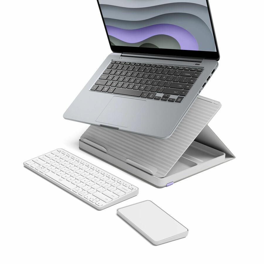 Logitech Casa Pop-Up Desk Work From Home Kit with Laptop Stand, for Laptop/MacBook (10" to 17"), Sand/Off-white