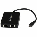 StarTech USB C to Dual Gigabit Ethernet Adapter with USB 3.0 (Type-A) Port - USB Type-C Gigabit Network Adapter