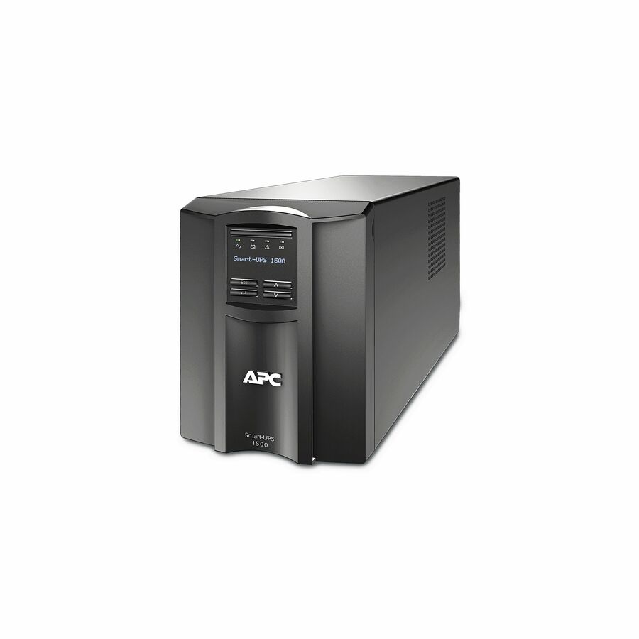 APC Smart-UPS, Line Interactive, 1500VA, Tower, 120V, 8x NEMA 5-15R outlets, SmartConnect Port+SmartSlot, Audible alarm disabled, AVR, LCD