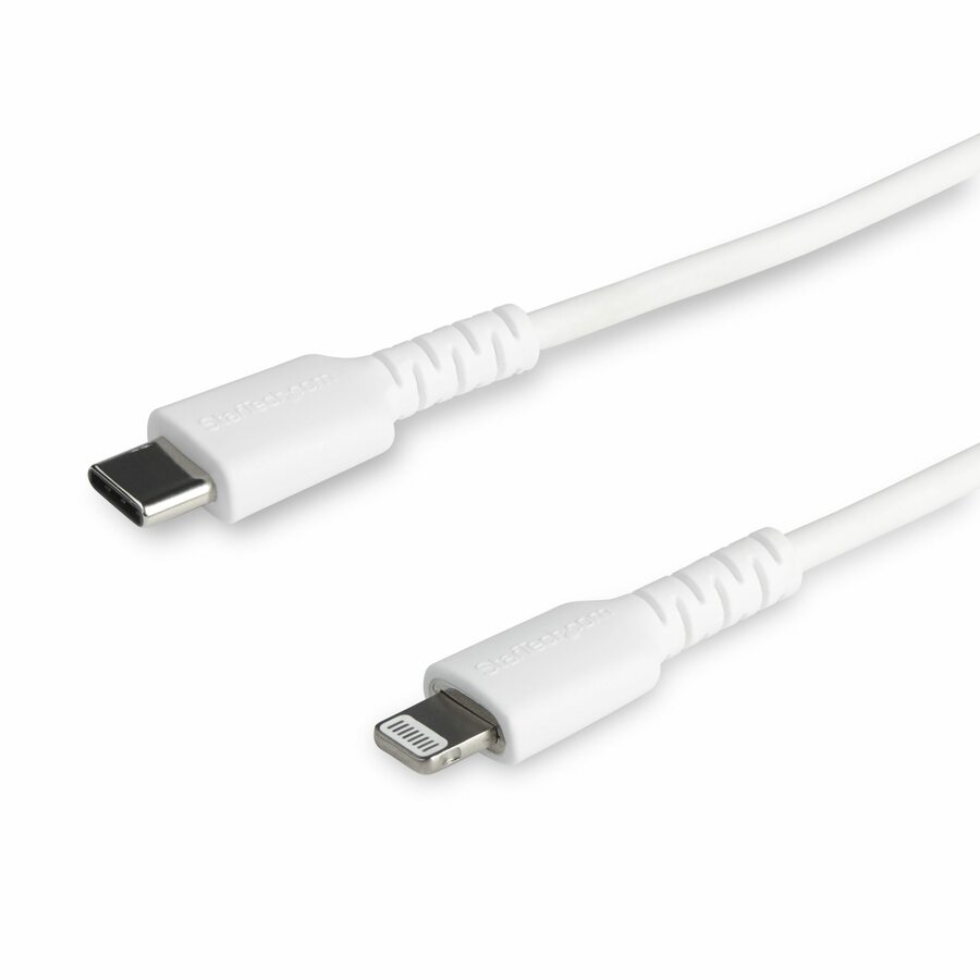 StarTech 3 foot/1m Durable White USB-C to Lightning Cable, Rugged Heavy Duty Charging/Sync Cable for Apple iPhone/iPad MFi Certified