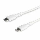 StarTech 3 foot/1m Durable White USB-C to Lightning Cable, Rugged Heavy Duty Charging/Sync Cable for Apple iPhone/iPad MFi Certified