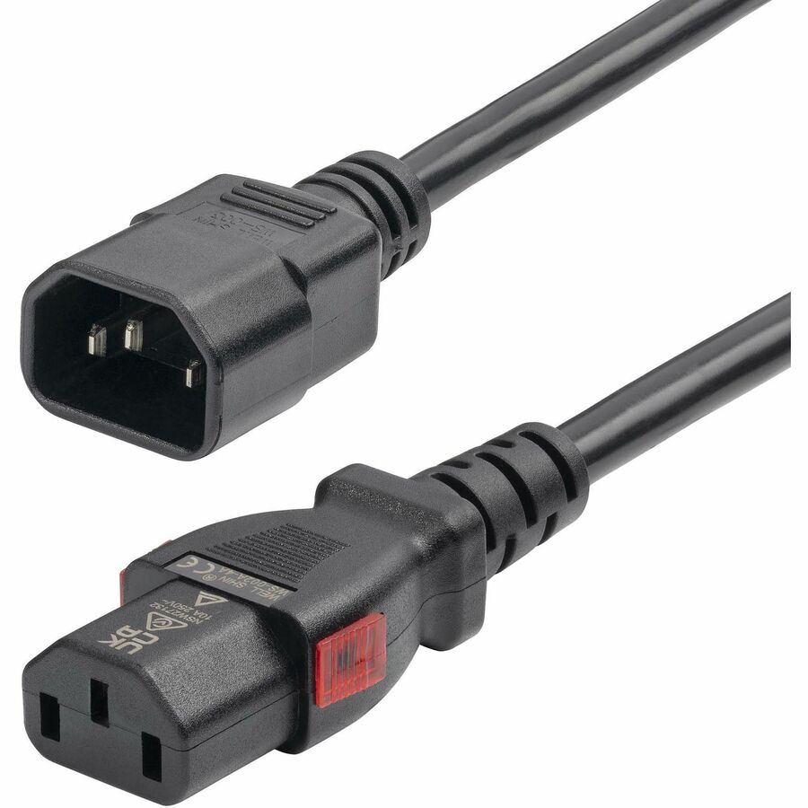 StarTech 4ft (1.2m) Power Extension Cord, IEC 60320 C14 to Locking C13, PDU Power Cord, 10A 250V, 18AWG, UL Listed, TAA