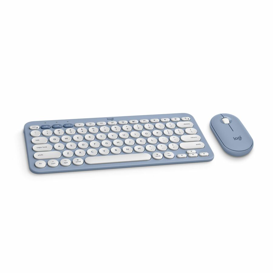 Logitech Pebble 2 Combo for Mac, Wireless Keyboard and Mouse, Slim, Quiet and Portable, Bluetooth, Tonal Blue