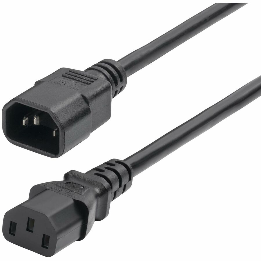 StarTech 1ft (0.3m) Power Extension Cord, IEC 60320 C14 to C13 PDU Power Cord, 10A 250V, 18AWG, UL Listed, TAA