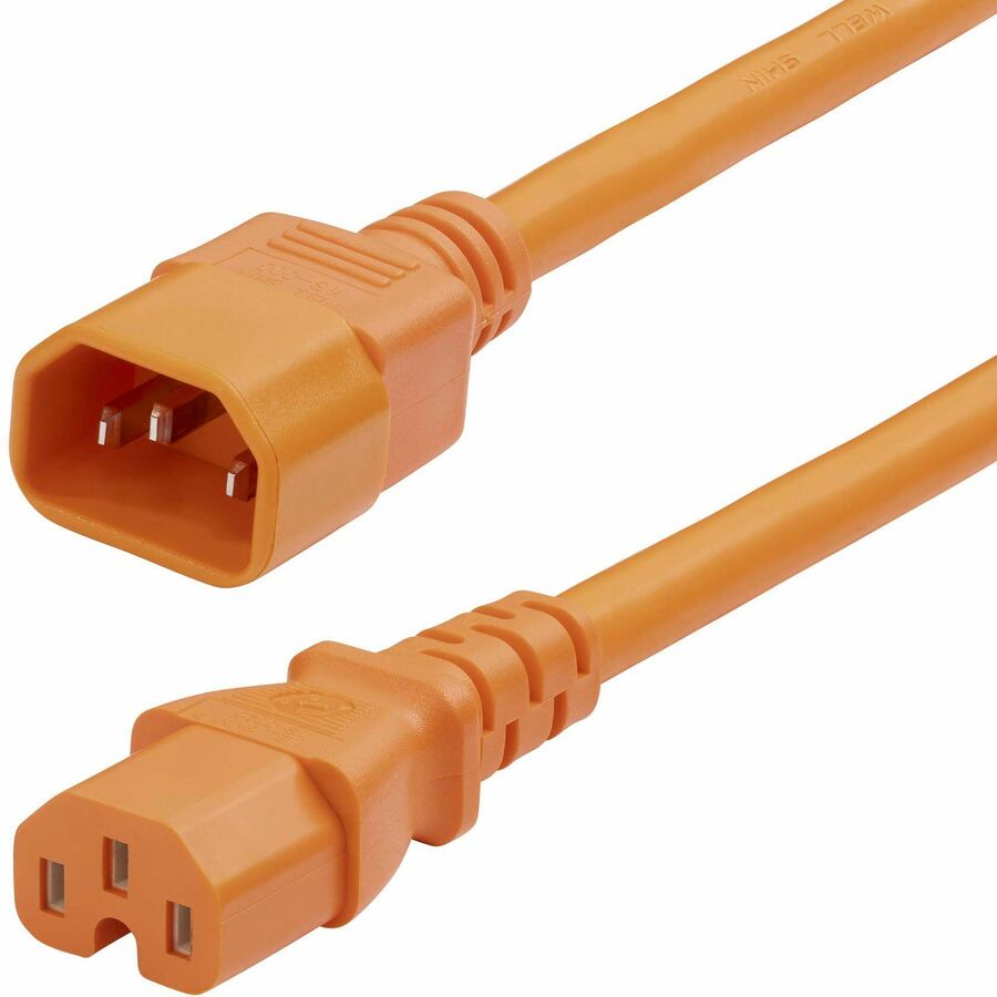 StarTech 6ft (1.8m) Heavy Duty PDU Power Cord, IEC 60320 C14 to C15, 15A 250V, 14AWG, Orange Power Cable, UL Listed, TAA
