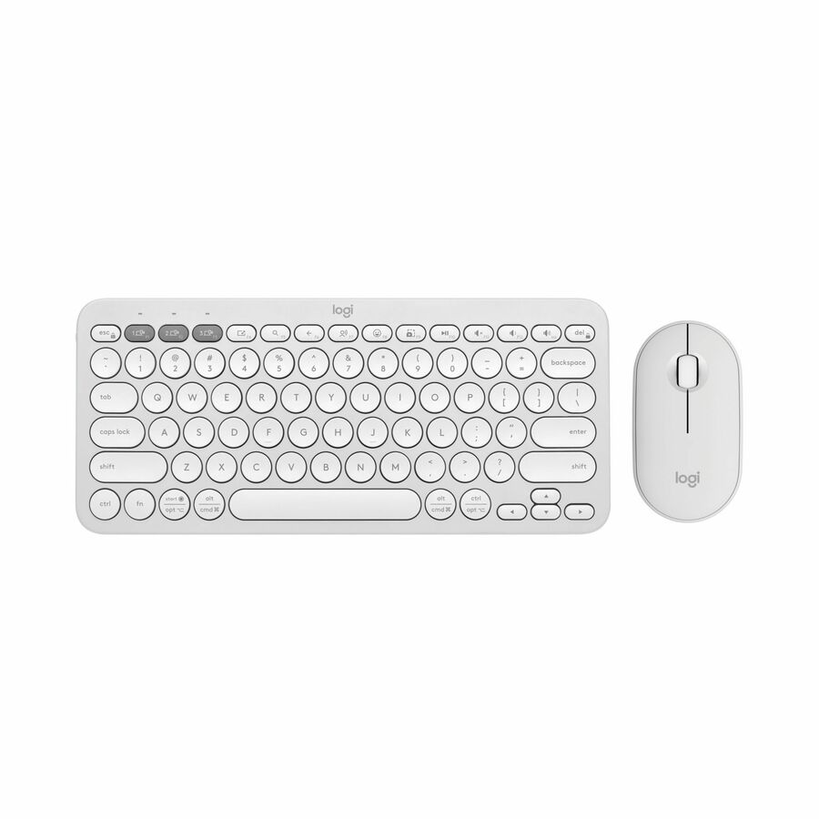 Logitech Pebble 2 Combo, Wireless Keyboard and Mouse, Quiet and Portable, Customizable, Logi Bolt, Bluetooth, Tonal White