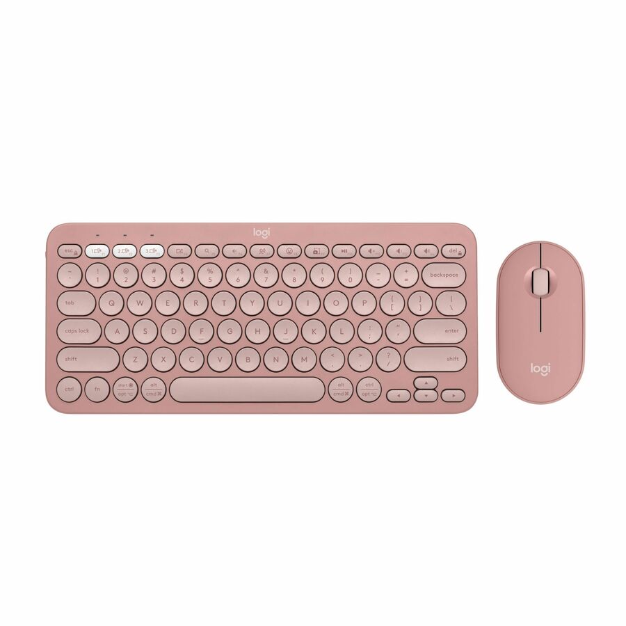 Logitech Pebble 2 Combo, Wireless Keyboard and Mouse, Quiet and Portable, Customizable, Logi Bolt, Tonal Rose