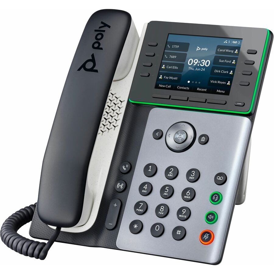 Poly Edge E320 IP Phone - Corded - Corded - Bluetooth - Desktop, Wall Mountable - Black