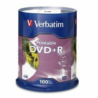 Verbatim DVD+R 4.7GB 16X White Inkjet Printable - 100pk Spindle