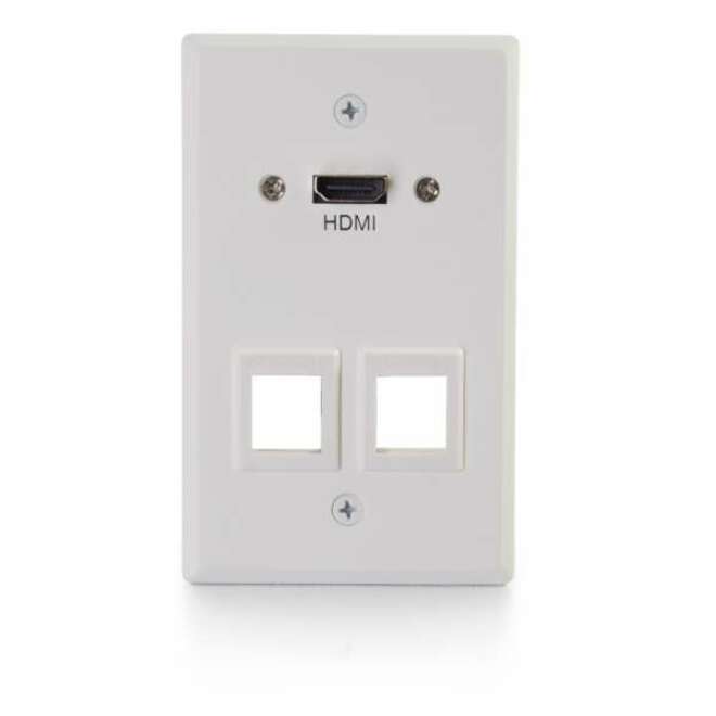 C2G HDMI Pass Through Single Gang Wall Plate with Two Keystones - White