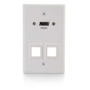 C2G HDMI Pass Through Single Gang Wall Plate with Two Keystones - White