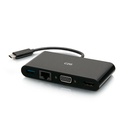 C2G USB C to HDMI, VGA, USB A, Ethernet Adapter - 4K 30Hz - Black