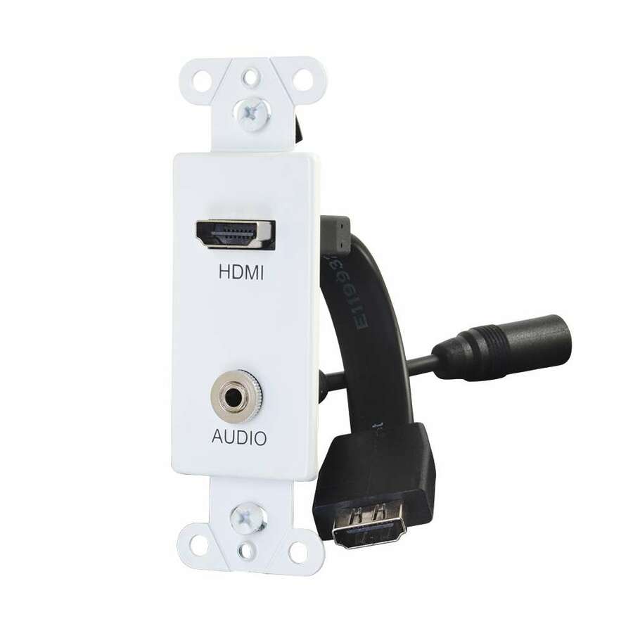 C2G Decorative Wall Plate with HDMI Pigtail and 3.5mm White