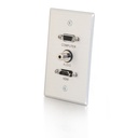C2G HDMI, VGA and 3.5mm Audio Pass Through Wall Plate Single Gang Brushed Aluminum